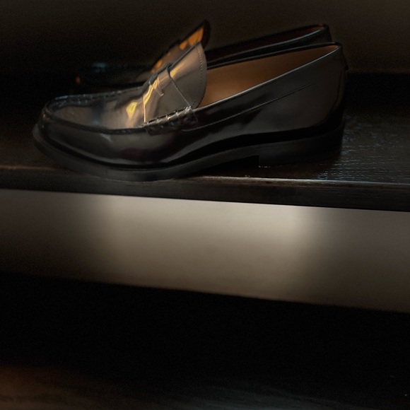 Boss Glossy Black Leather Loafers